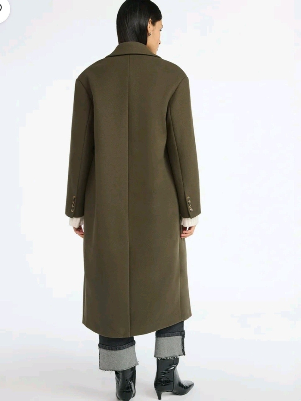 Scoop Olive Wool Coat - Picture 3 of 13